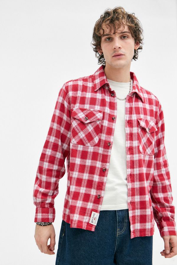 Slide View: 1: BDG Red & White Check Shirt