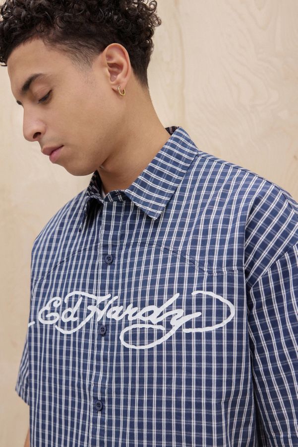 Slide View: 3: Ed Hardy UO Exclusive Western Check Short Sleeve Shirt