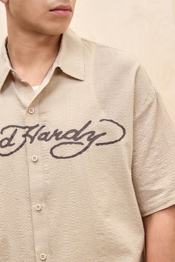 Slide View: 4: Ed Hardy UO Exclusive Seersucker Short Sleeve Shirt