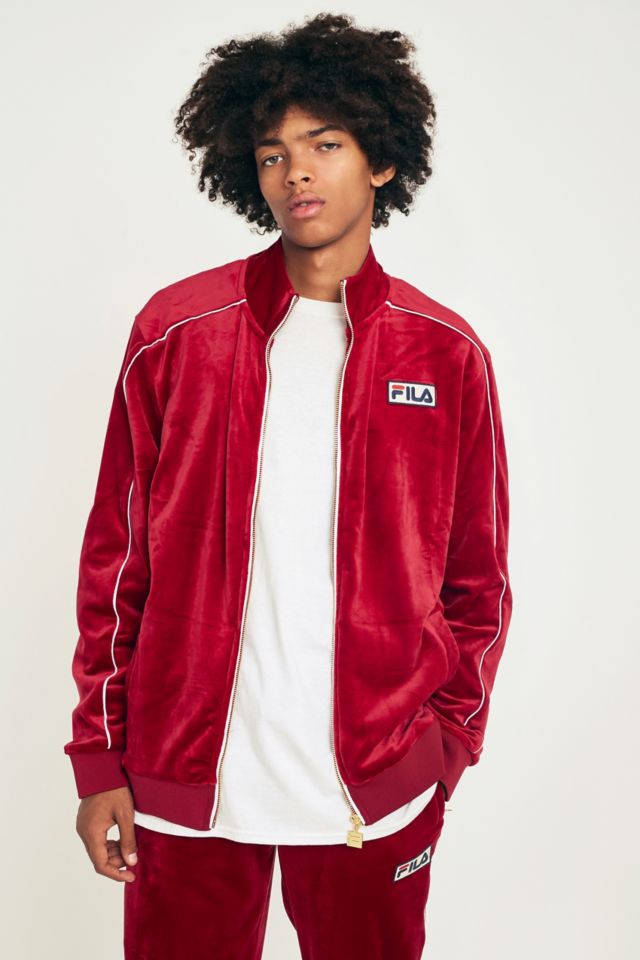 FILA Griff Burgundy Velour Track Top | Urban Outfitters UK