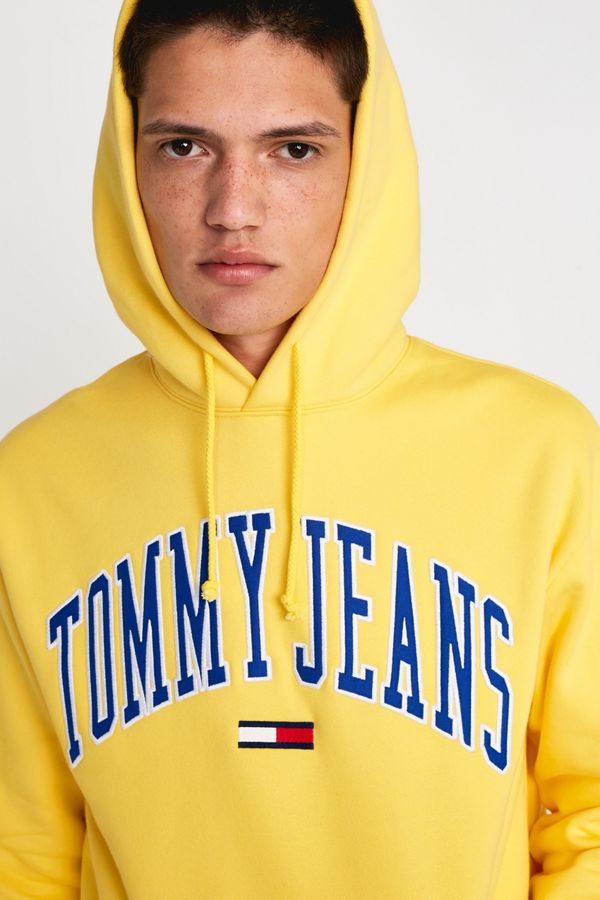 Tommy Jeans Collegiate Yellow Hoodie Urban Outfitters UK