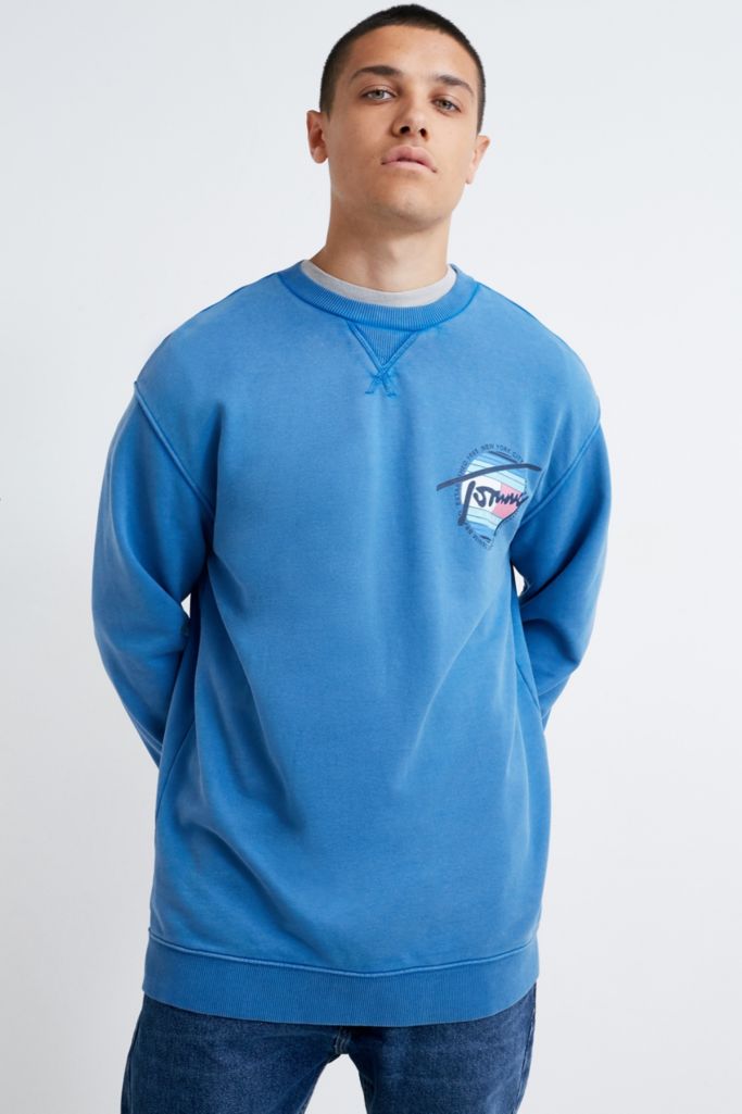 Tommy Jeans Washed Light Blue Crew Neck Sweatshirt | Urban Outfitters UK