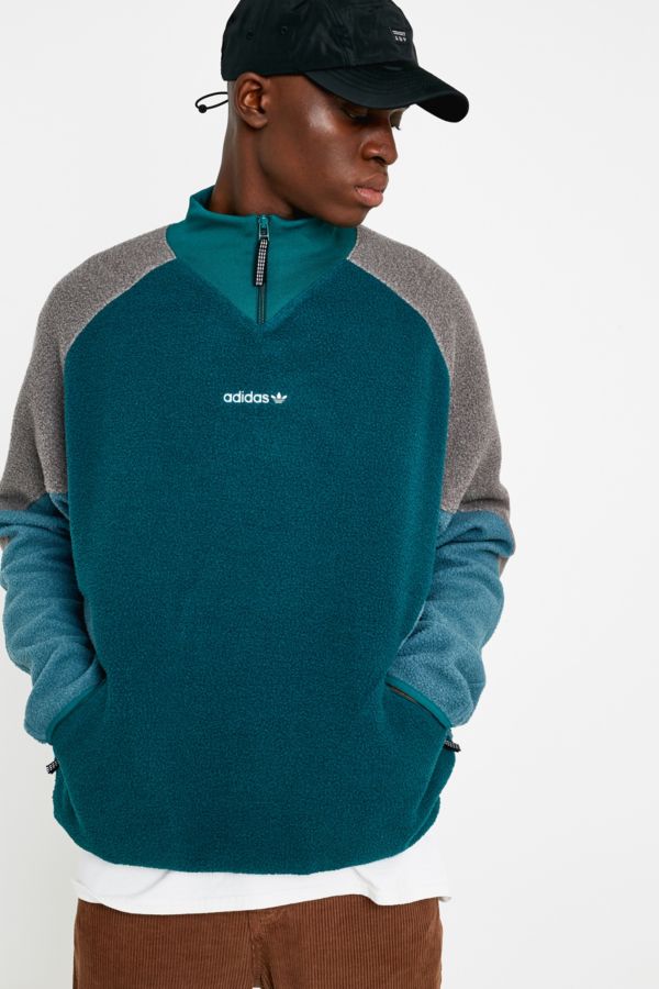 adidas EQT Green Polar Fleece Half-Zip Jacket | Urban Outfitters UK