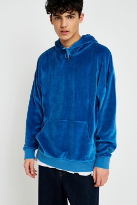 blue velour hoodie