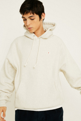 X UO Reverse Weave Ecru Marl Hoodie 