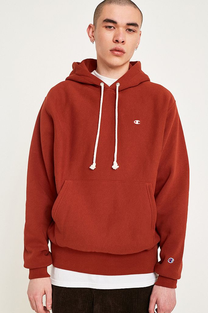 Champion X UO Reverse Weave Wine Hoodie | Urban Outfitters UK