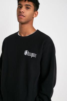 champion uo exclusive small script black crew neck sweatshirt