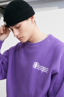champion script logo violet crew neck sweatshirt