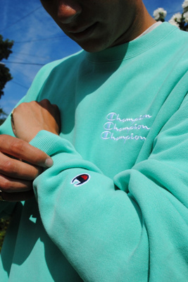 champion crew neck turquoise