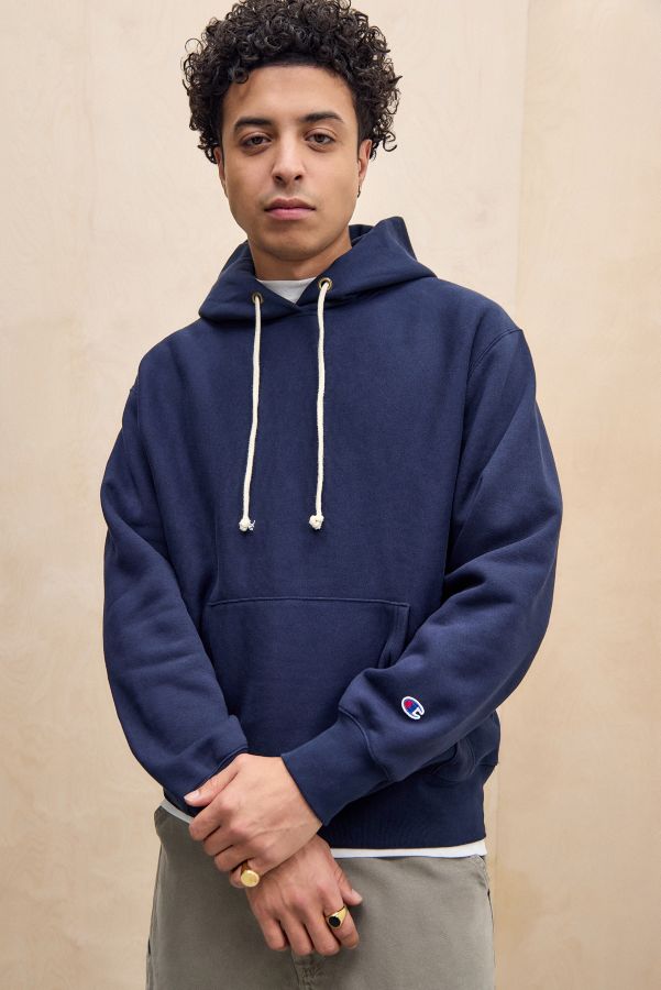 Slide View: 1: Champion Navy Reverse Weave Hoodie