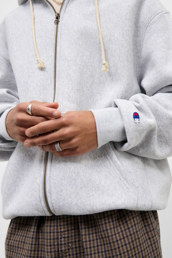 Slide View: 3: Champion Grey Reverse Weave Full-Zip Hoodie