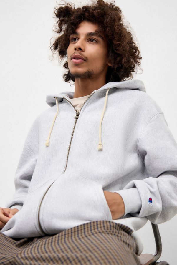 Slide View: 5: Champion Grey Reverse Weave Full-Zip Hoodie