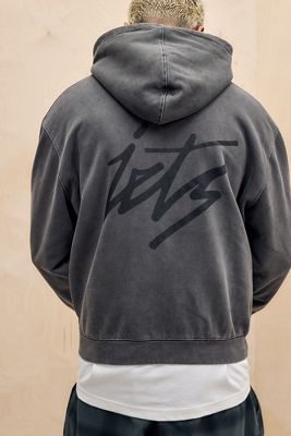 iets frans... Brauner Hoodie mit Reißverschluss und Schriftzug Zip