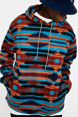 uo patterned polar fleece hoodie sweatshirt