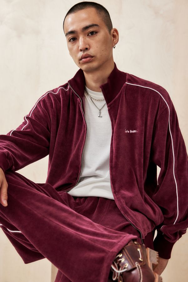 Slide View: 1: iets frans... Burgundy Velour Track Top