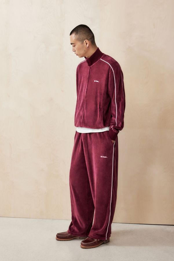 Slide View: 2: iets frans... Burgundy Velour Track Top