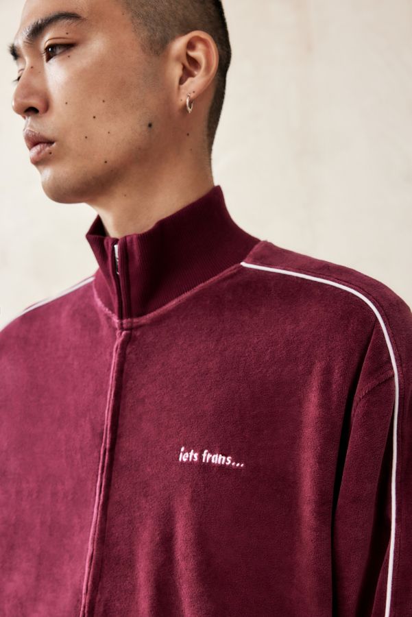 Slide View: 3: iets frans... Burgundy Velour Track Top