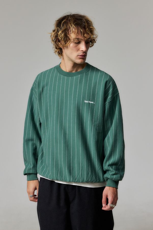 Slide View: 2: iets frans...Green Pinstripe Sweatshirt