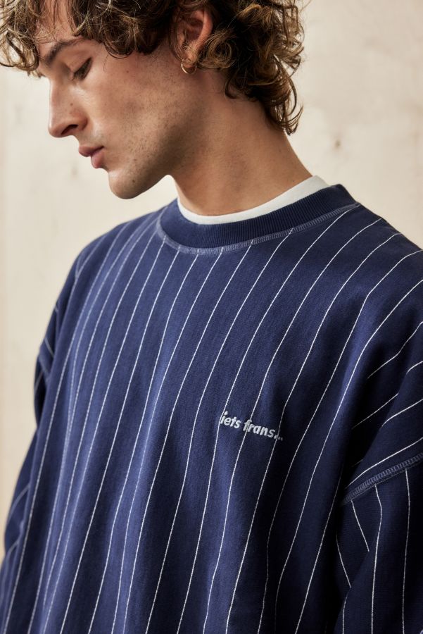 Slide View: 1: iets frans... Navy Pinstripe Sweatshirt