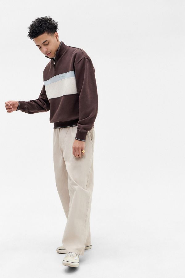 Slide View: 2: iets frans... Brown Panelled Mock Neck Pullover