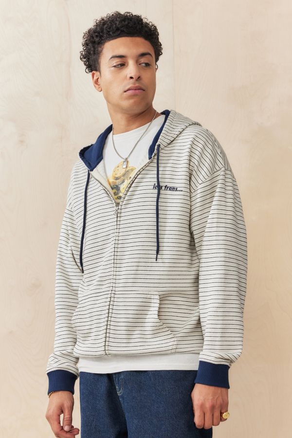 Vista de diapositivas: 1: iets frans... Ecru & Navy Striped Zip-Through Hoodie