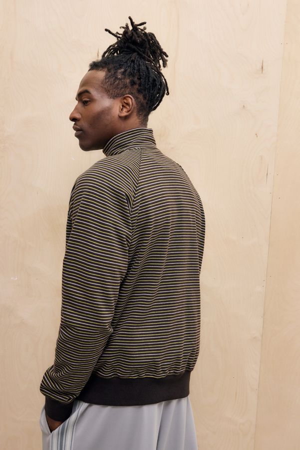 Slide View: 4: iets frans... Brown Stripe Mock Neck Sweatshirt