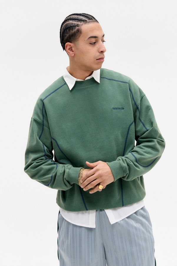 Slide View: 1: iets frans... Sweat-shirt Vert à Coutures Contrastantes