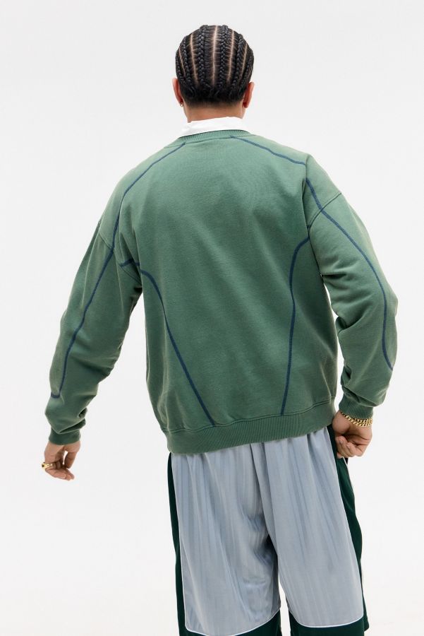 Slide View: 3: iets frans... Sweat-shirt Vert à Coutures Contrastantes