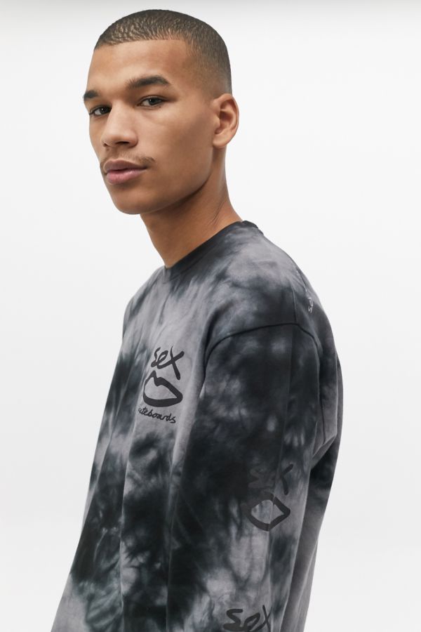 Sex Skateboards Black Tie Dye Crew Neck Sweatshirt Urban Outfitters Uk