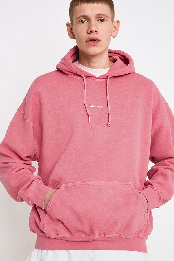 iets frans...Pink Fluorescent Embroidered Hoodie | Urban Outfitters UK