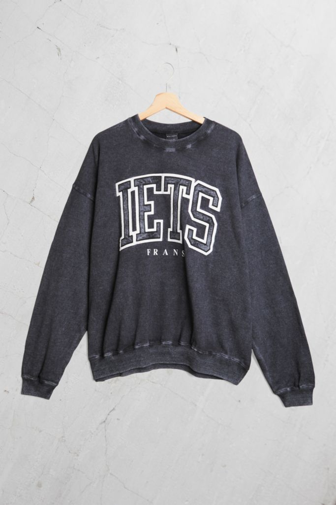 iets frans… Washed Black Applique Crew Neck Sweatshirt | Urban ...