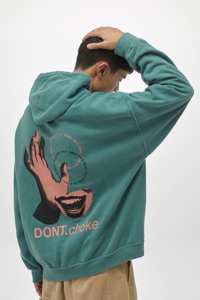 UO Don’t Choke Teal Hoodie | Urban Outfitters UK