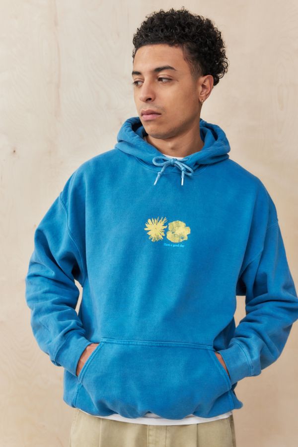 Slide View: 2: UO Blau Flores Kapuzenpullover