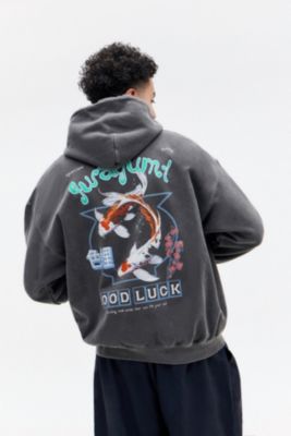 UO Black Good Luck Fish Hoodie