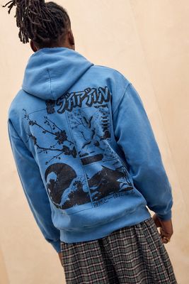 UO Blue Japan Floral Hoodie