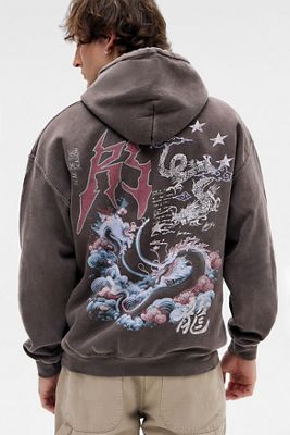 UO Brown Asiatic Dragon Hoodie