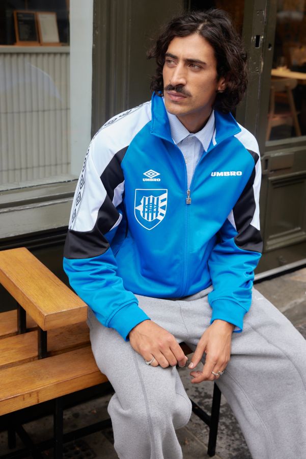 Slide View: 1: Umbro UO Exklusiv Blau Gestreift Track Jacke