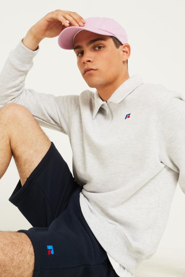 Russell Athletic Logo White Quarter Zip Polo Shirt | Urban Outfitters UK