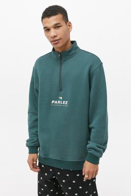 green quarter zip sweatshirt