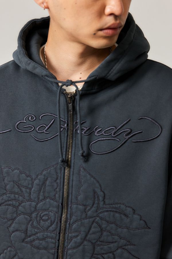 Slide View: 3: Ed Hardy UO Exclusive Rose Zip-Up Hoodie