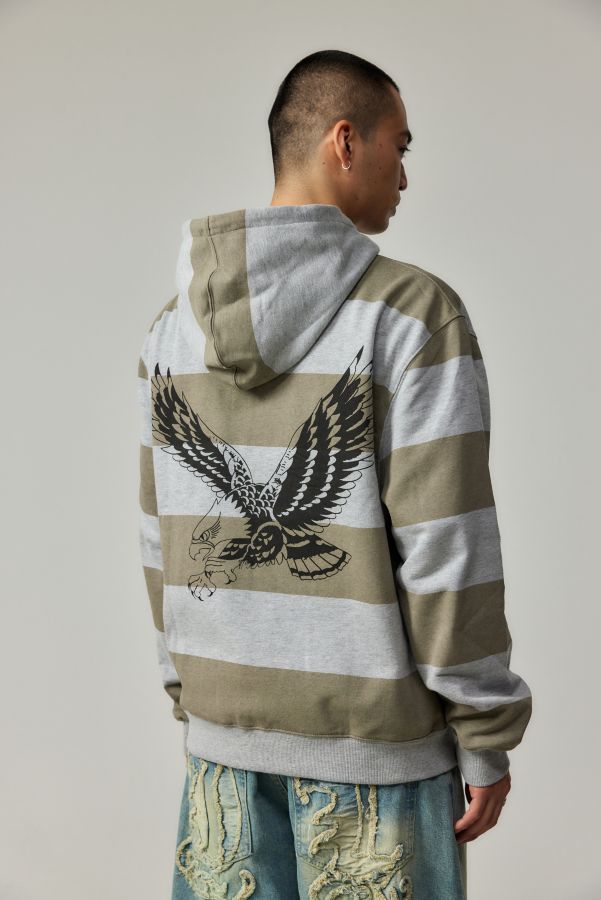 Slide View: 1: Ed Hardy UO Exclusive Stripe Zip-Through Hoodie