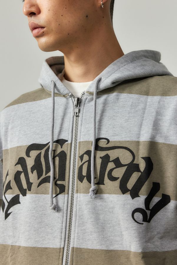 Slide View: 4: Ed Hardy UO Exclusive Stripe Zip-Through Hoodie