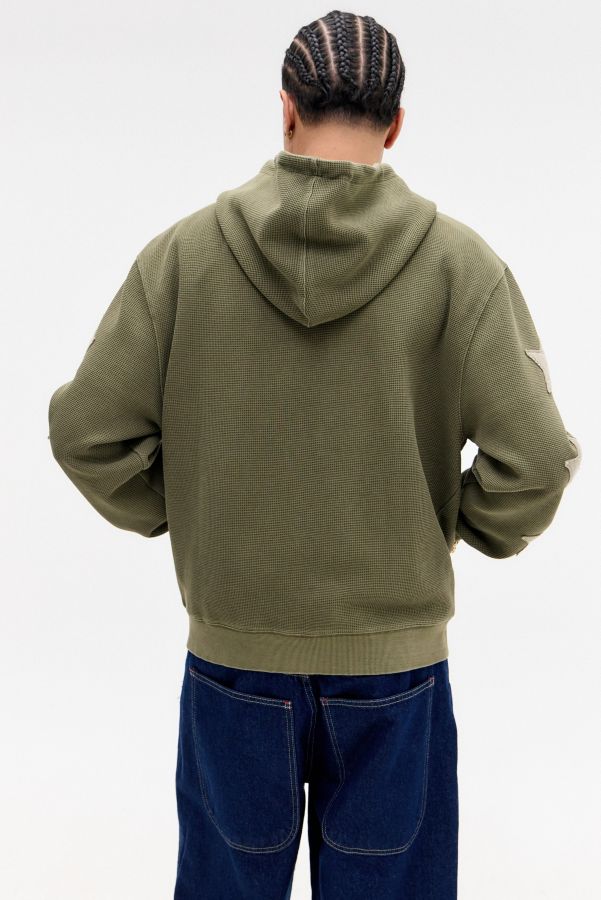 Slide View: 5: Ed Hardy UO Exclusive Khaki Waffle Zip-Through Hoodie