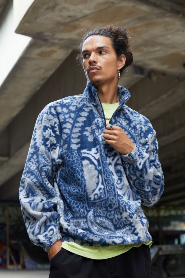 Slide View: 1: BDG Paisley Half-Zip Fleece