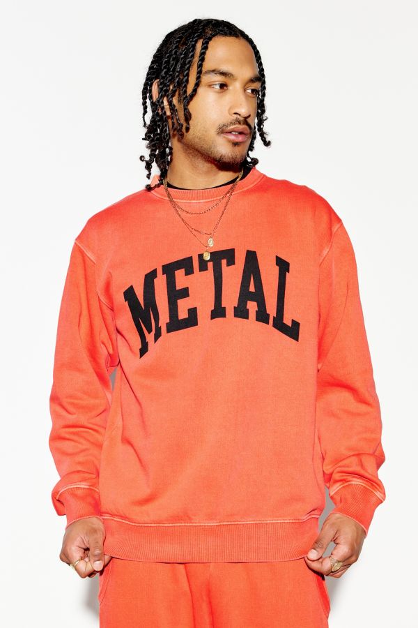 Slide View: 2: KERRANG! – Sweatshirt „Metal“ in Orange mit Rundhalsausschnitt