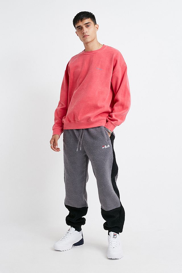 FILA Black and Grey Colourblock Fleece Joggers | Urban Outfitters UK
