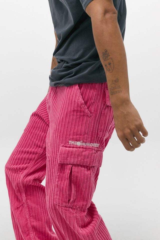 The Hundreds Warner Pink Corduroy Cargo Trousers | Urban Outfitters UK