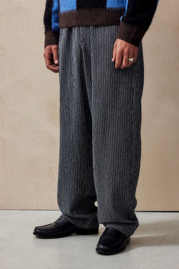 Slide View: 1: Loom Black Flood Textured Stripe Trousers