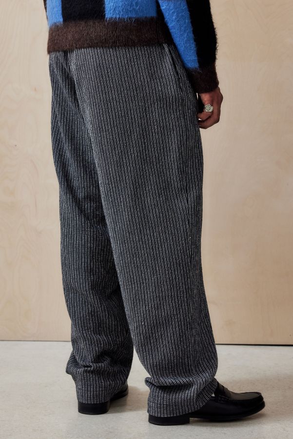 Slide View: 3: Loom Black Flood Textured Stripe Trousers