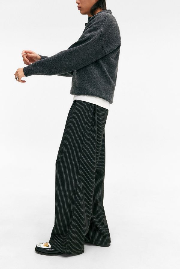 Slide View: 1: Standard Cloth Black Pinstripe Trousers